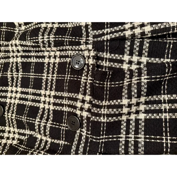 Women's AB Studio Black White Double Breasted Plaid Pea Coat Size 12 - Picture 12 of 14